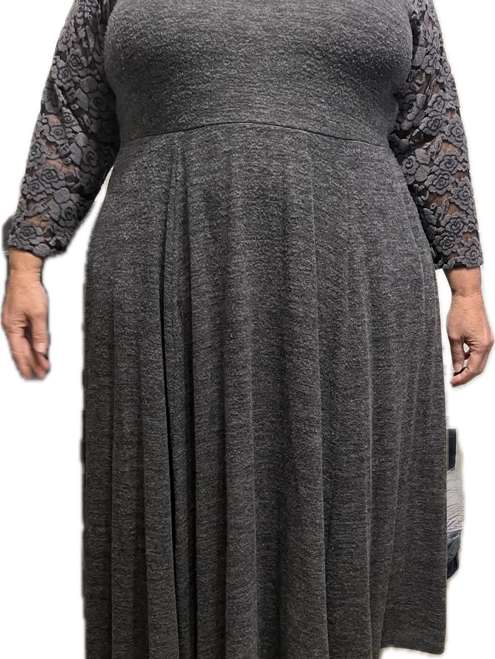 torrid Charcoal Gray Lace-Sleeve Maxi Dress